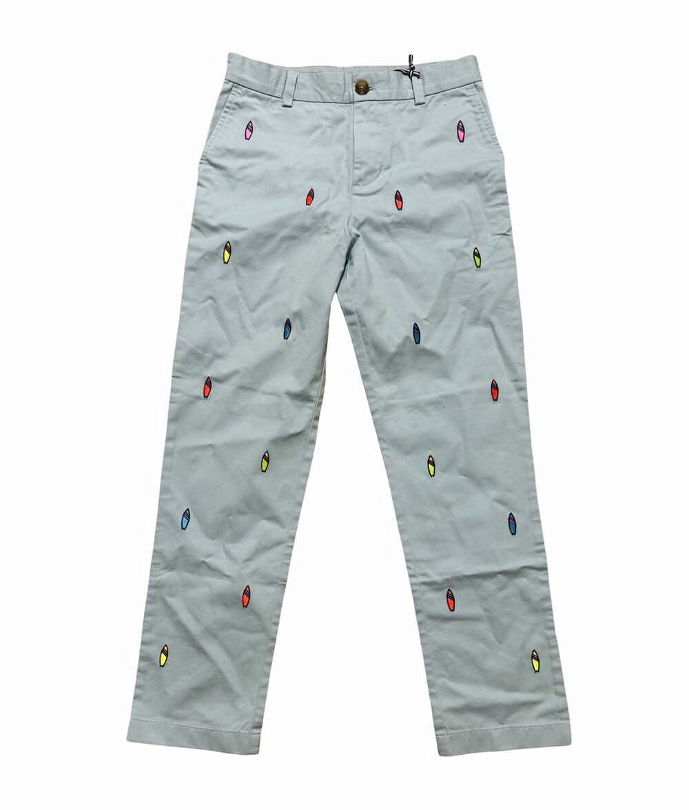 Vineyard Vines Aqua Sky Embroidered Chino Pants Flat Front Zip Button Women